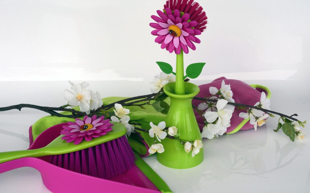 Beautiful Green and Purple Cleaning Objects